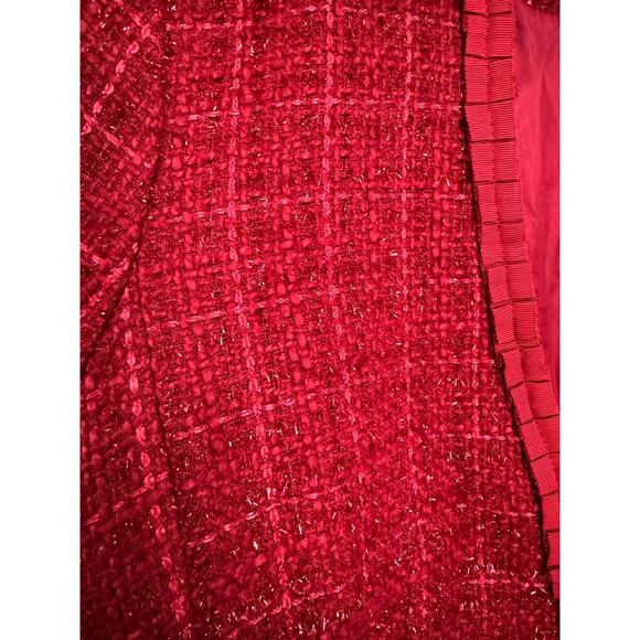NWT WinterSilks red silk Multi Woven tweed collarless blazer coat size XL - Picture 15 of 16